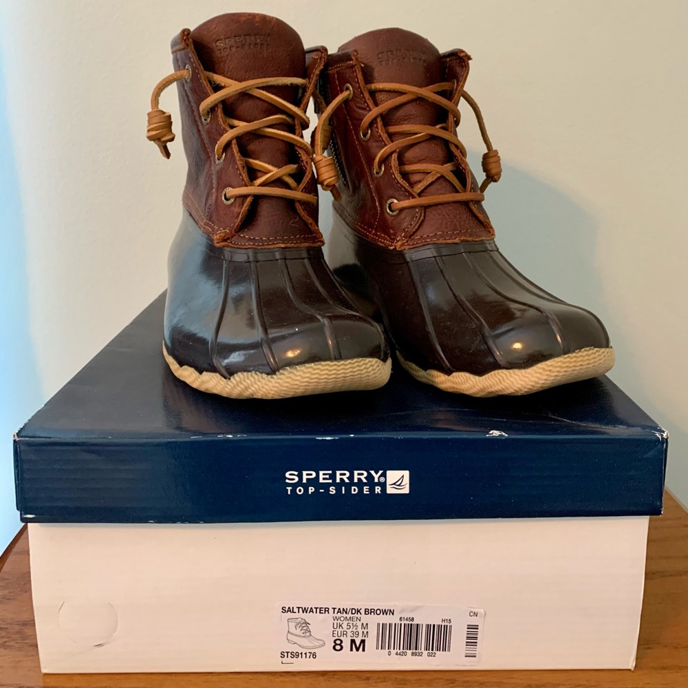 Sperry Duck Boot size 8 Tan Dark Brown